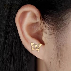 Stainless Steel Gold Plated Butterfly Studs